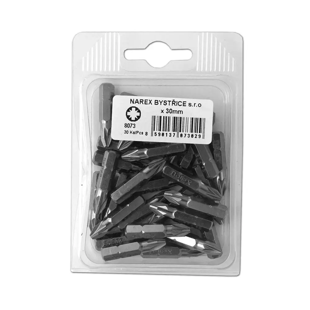 Embout Pozidriv, 30 pièces dans boîte en plastique PZ0 x 30 mm