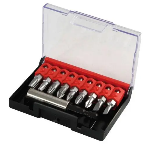 Set van bits 1/4" met magnetische houder 10 stuks