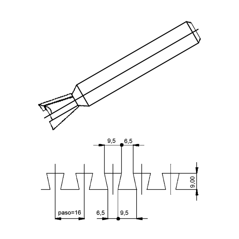 Virutex DOVETAILING CARBIDE BIT D.9.5