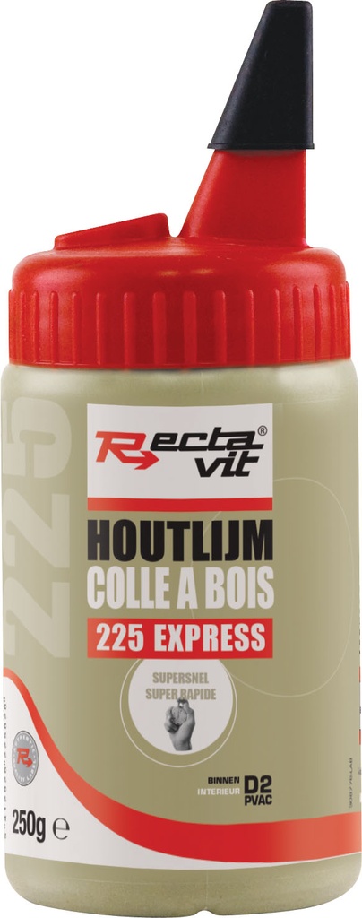 Houtlijm 225 Express Wit, droogt semi-transparant op 0,25kg
