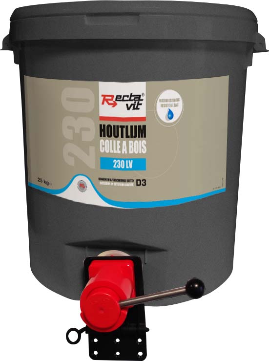 Houtlijm 230 LV Wit, droogt transparant op 25kg