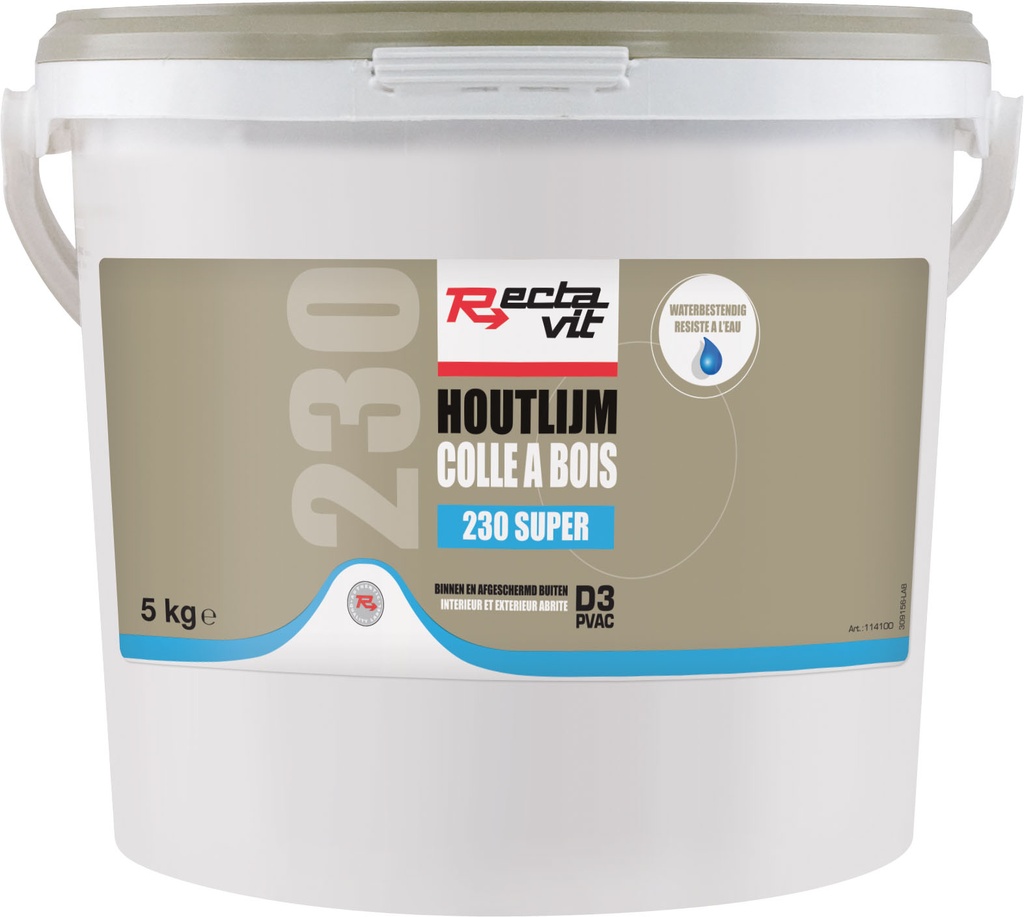 Colle de Bois 230 Super Blanc, avec séchage transparent 5kg