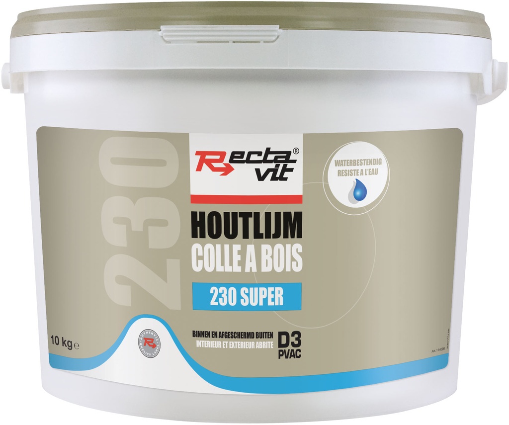 Houtlijm 230 Super Wit, droogt transparant op 10kg