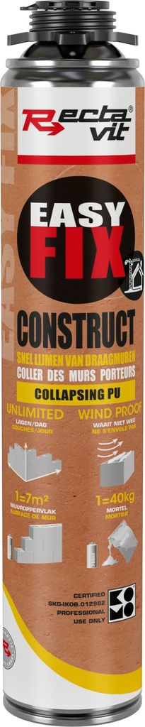 Lijmschuim Easy Fix Construct Cementgrijs 0,75L