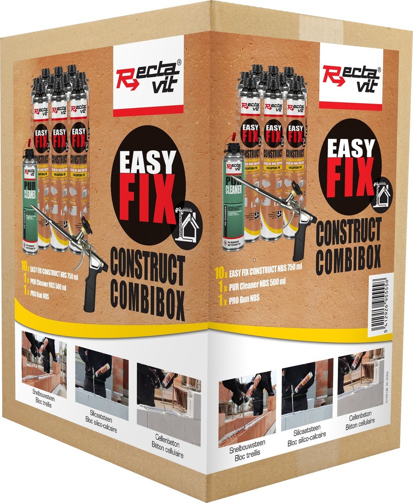 Lijmschuim Easy Fix Construct - Combibox Cementgrijs 0,75L