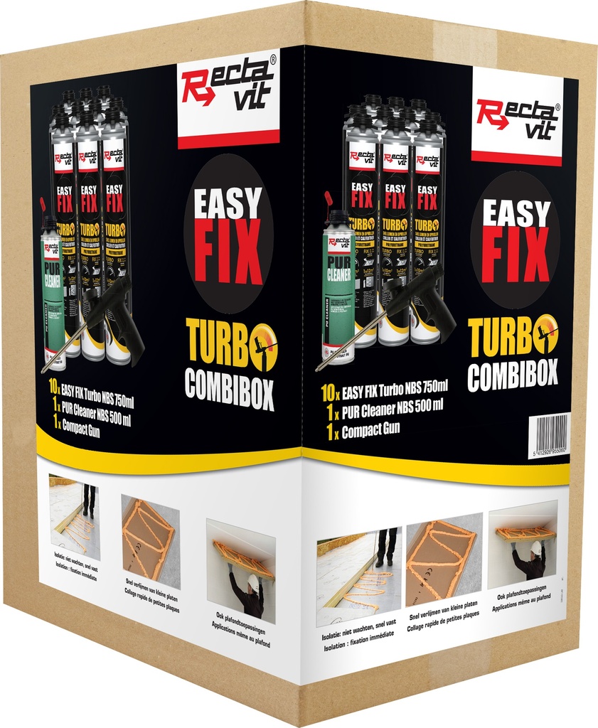 Lijmschuim Easy Fix Turbo - Combibox Oranje 1set