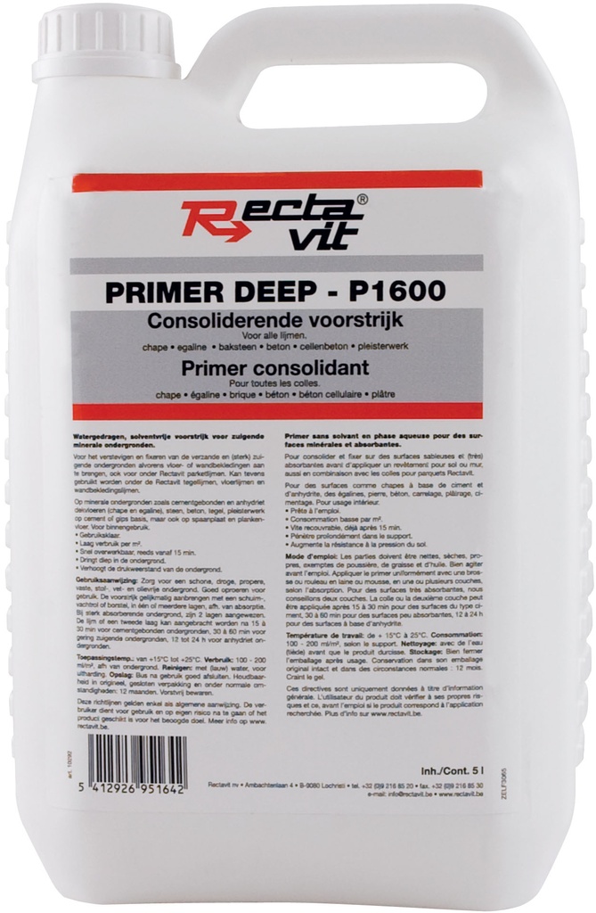 Sous-couche Primer Deep P1600 Blanc, avec séchage transparent 5L