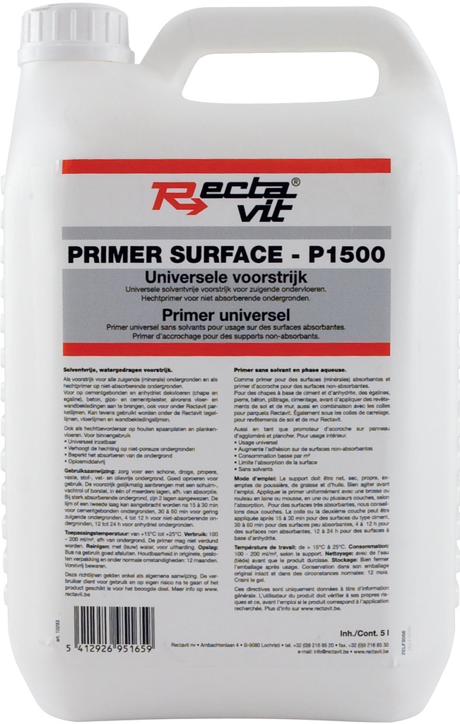 Primer Primer Surface P1500 Wit, droogt transparant op 5L