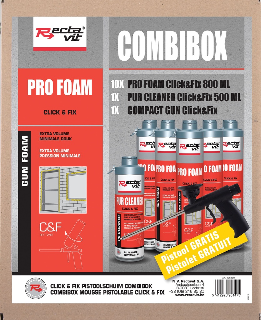Montageschuim Pro Foam Click&Fix - Combibox Champagne 1set