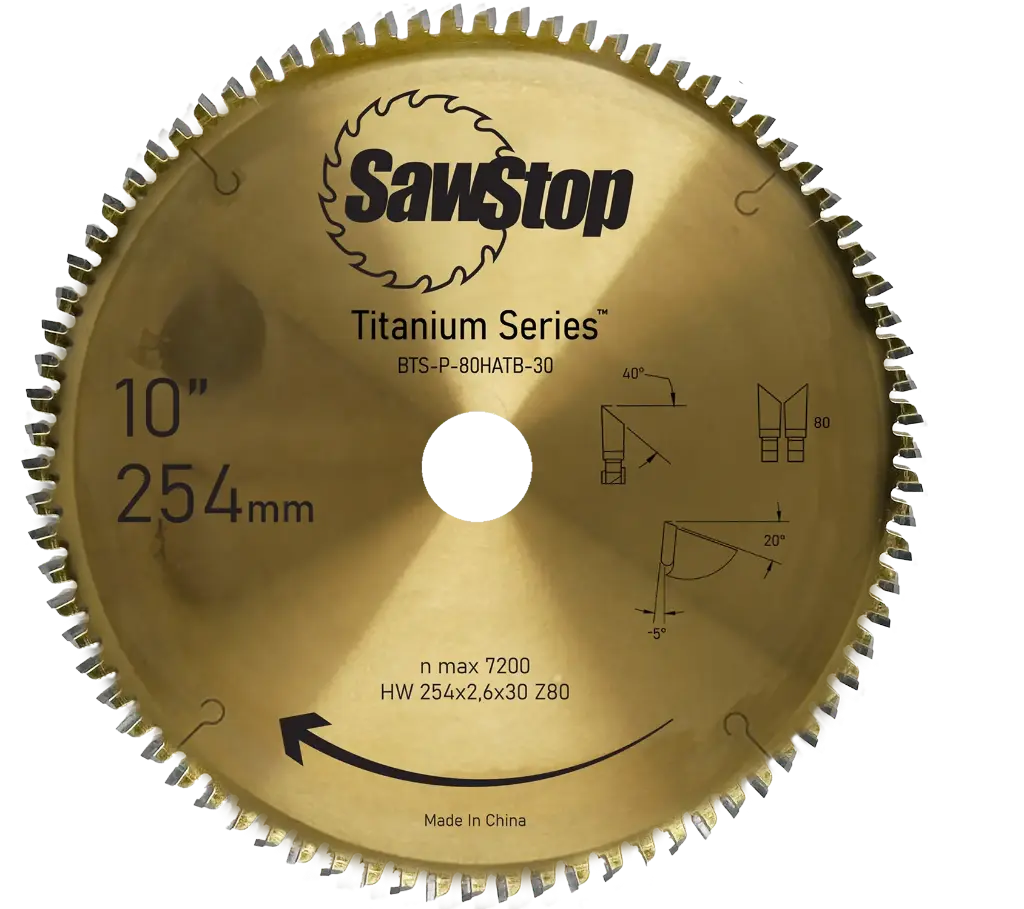 SawStop lame universelle série Titanium 80 dents - 254 mm / alésage 30 mm