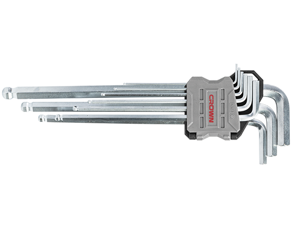 crown Professionele extra lange inbussleutelset met kogelkop, 9-delig, CR-V-CPHOK-BMCX09