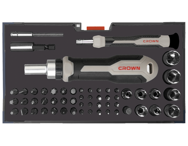 crown Professionele bitset 55-delig, CR-V, verchroomd-CPHBH-AXA55