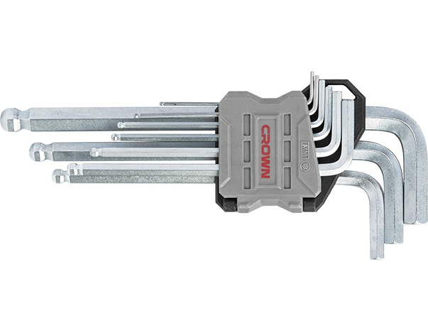 crown Professionele lange inbussleutelset met kogelkop, 9-delig, CR-V-CPHOK-BMBX09
