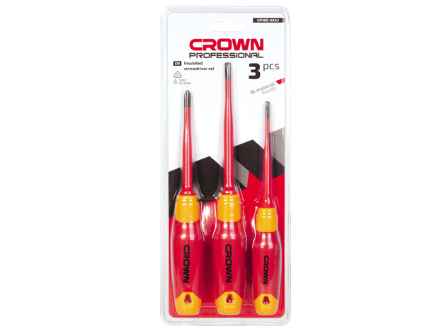 crown Professionele geïsoleerde schroevendraaierset, S2-CPHED-AXA3