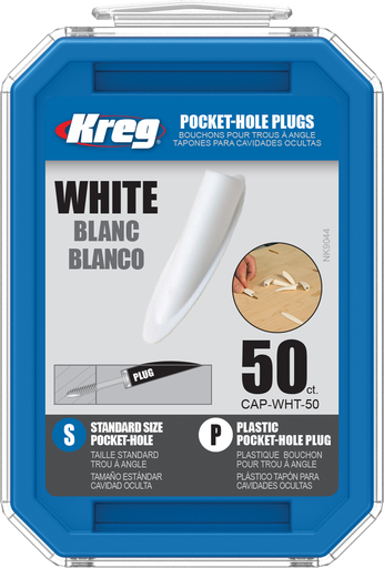[KRE-CAP-WHT-50] Kreg Bouchons de trous de poche standard en plastique blanc