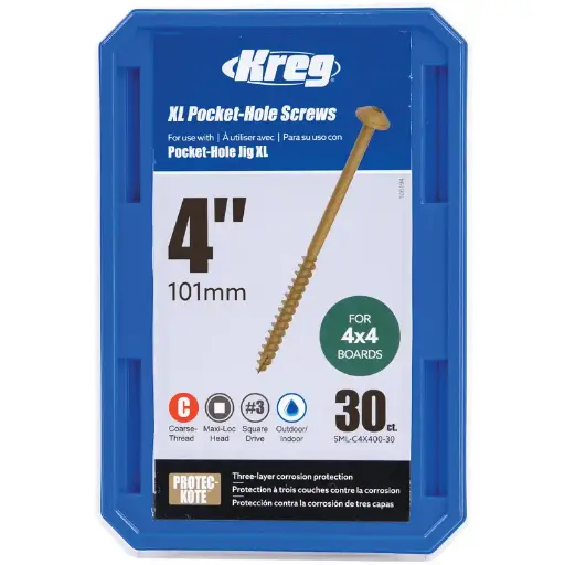 [KRE-SML-C4X400-30] Kreg XL Pocket-Hole Screws 102 mm, 30 pcs.
