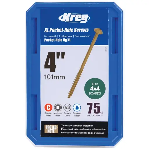 [KRE-SML-C4X400-75] Kreg 102 mm XL Pocket-Hole Vis, 75-ct.