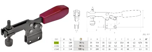 [PIH-56062] PIHER Horizontale snelklemmer met verticale voet - M6
