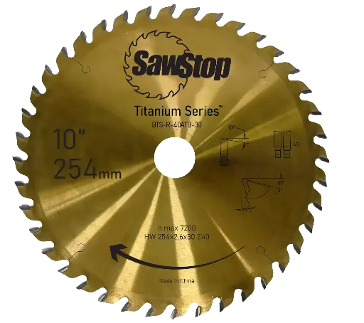 [BTS-R-40ATB-30] SawStop lame universelle série Titanium 40 dents - 254 mm / alésage 30 mm