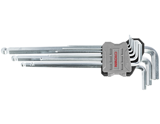 [CRO-CPHOK-BMCX09] crown Professionele extra lange inbussleutelset met kogelkop, 9-delig, CR-V-CPHOK-BMCX09