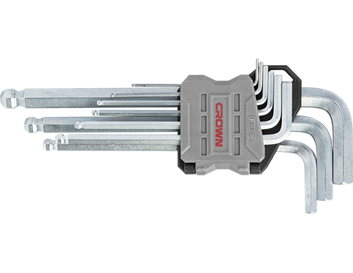 [CRO-CPHOK-BMBX09] crown Professionele lange inbussleutelset met kogelkop, 9-delig, CR-V-CPHOK-BMBX09