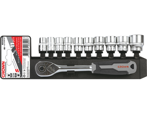 [CRO-CPHSW-RXA12] crown 11-delige doppenset met ratel, 1/2", CR-V, gebrutaleerd-CPHSW-RXA12