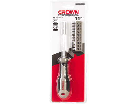 [CRO-CPHBH-AXA11] crown Professionele bithouderset 11-delig, koolstofstaal, verchroomd-CPHBH-AXA11