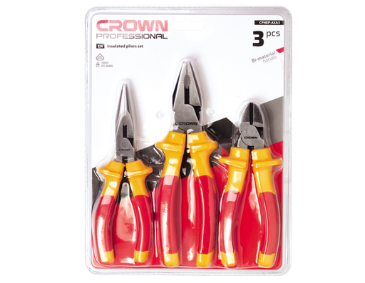 [CRO-CPHEP-AXA3] crown Professionele geïsoleerde tangenset, CR-V, gepolijst na zwarting, 3-delig-CPHEP-AXA3